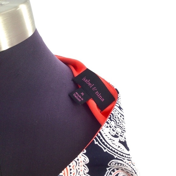 Isabel & Nina Black Burnt Orange and White Paisley Textured Shift Dress - Picture 8 of 12